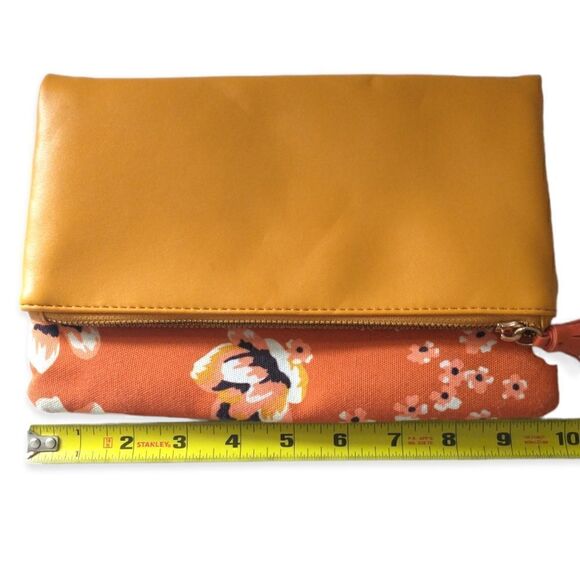 Rachel Pally Zahara Clutch Envelope Folding Floral Orange Blossoms Vegan Leather - Picture 7 of 16